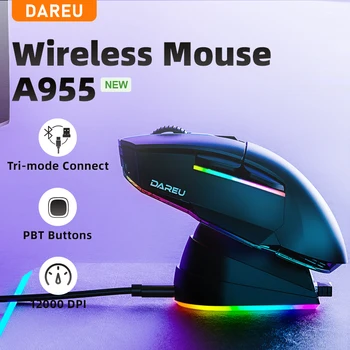 DAREU PC Gamer Mouse 12000DPI RGB Трехрежимные Беспроводные Мыши Bluetooth с Зарядной Док-Станцией AIM-WL Sensor для Портативных ПК
