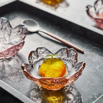 Kleine Glas Gericht Nordic Stil Glas Sauce Schüssel Mini Japanischen Kirschblüten Gewürz Platte Für Eis Obst sala Glas Gericht