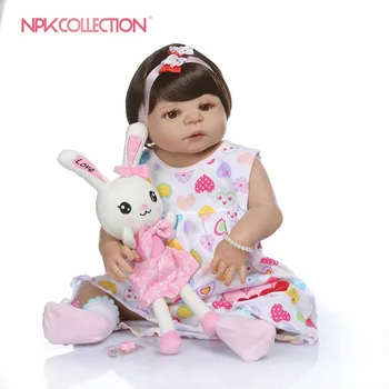 NPKCOLLECTION 56-сантиметровая новорожденная кукла bebe reborn baby doll с загорелой кожей, силиконовая игрушка для ванной всего тела, куклы Рождественский подарок