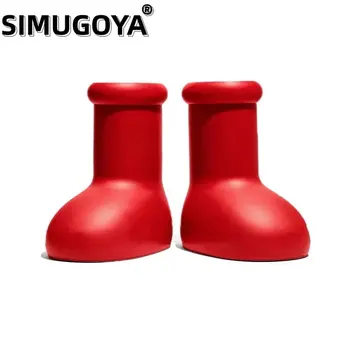 SIMUGOYA/ Большие красные сапоги до колена с круглым носком, женские повседневные ботинки без застежки с воздушным шаром, Новые однотонные Брендовые высококачественные Модные ботинки