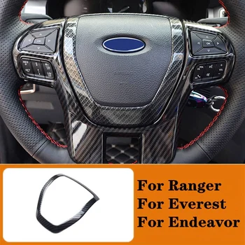 Декоратор рамы рулевого колеса из углеродного волокна, Крышка рожка для Ford Ranger Everest Endeavour 2015-2021 Аксессуары