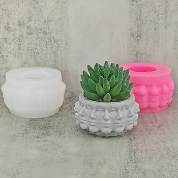 Многоликие суккуленты цветочный горшок силиконовая форма из смолы Nordic face коробка для хранения свеча чашка бетон цементная пластичная форма