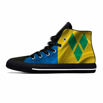 Патриотическая гордость под флагом Сент-Винсента и Гренадин, повседневная тканевая обувь с высоким берцем, Удобные дышащие мужские и женские кроссовки с 3D принтом.