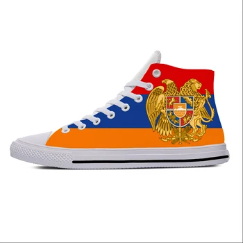 Флаг Армении Высокие кроссовки Мужские Женские Подростковая повседневная обувь Парусиновая обувь для бега с 3D принтом Дышащая Легкая обувь